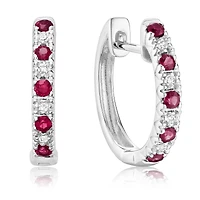 10K White Gold 0.04CTW Diamond and Ruby Earrings