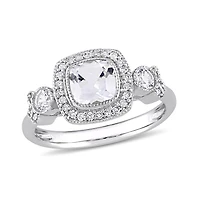 Julianna B 10K White Gold 0.15CTW Diamond & Created Sapphire Ring