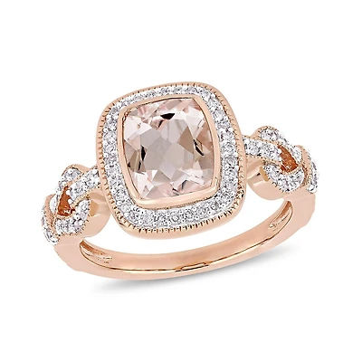 Julianna B 10K Rose Gold 0.32CTW Diamond & Morganite Ring