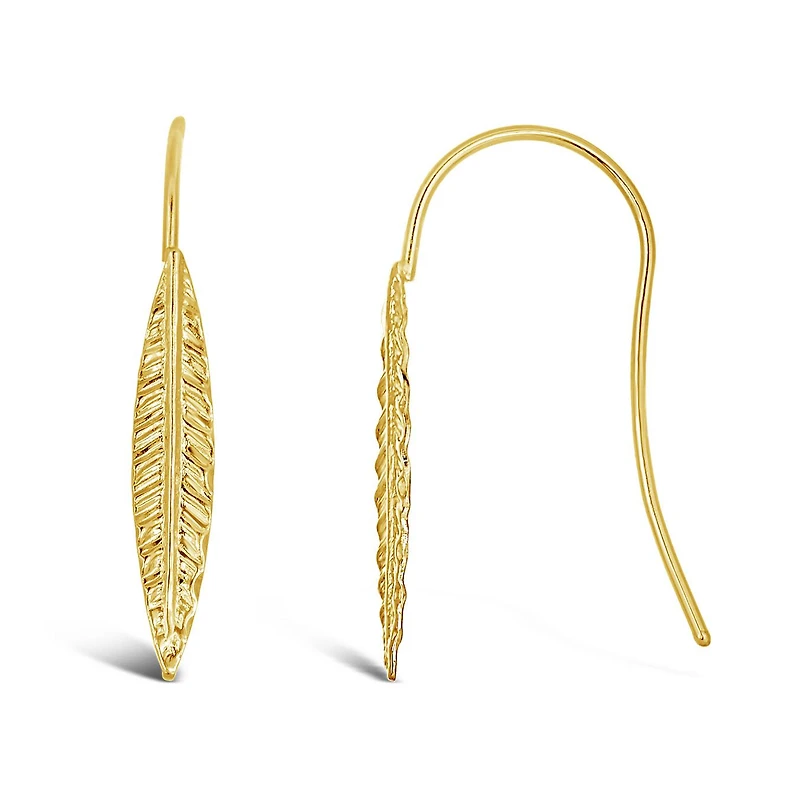 10K Yellow Gold Leaf Drop Earrings
