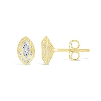 10K Yellow Gold Cubic Zirconia Oval Shape Stud Earrings
