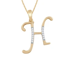 10K Yellow Gold Diamond Initial " H" Pendant