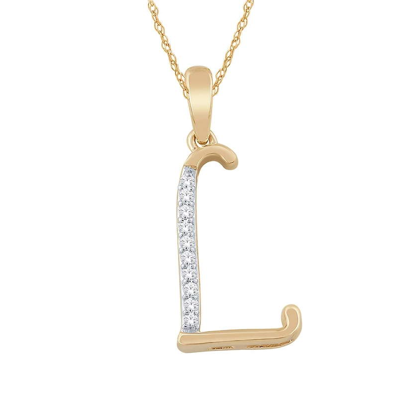 10K Yellow Gold Diamond Initial " L" Pendant