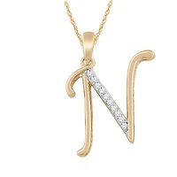 10K Yellow Gold Diamond Initial " N" Pendant