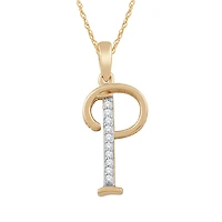 10K Yellow Gold Diamond Initial " P" Pendant