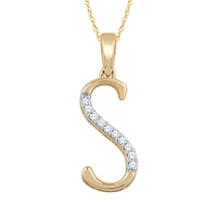 10K Yellow Gold Diamond Initial " S" Pendant