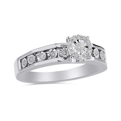 10K White Gold 0.15CTW Trio Bridal Ring