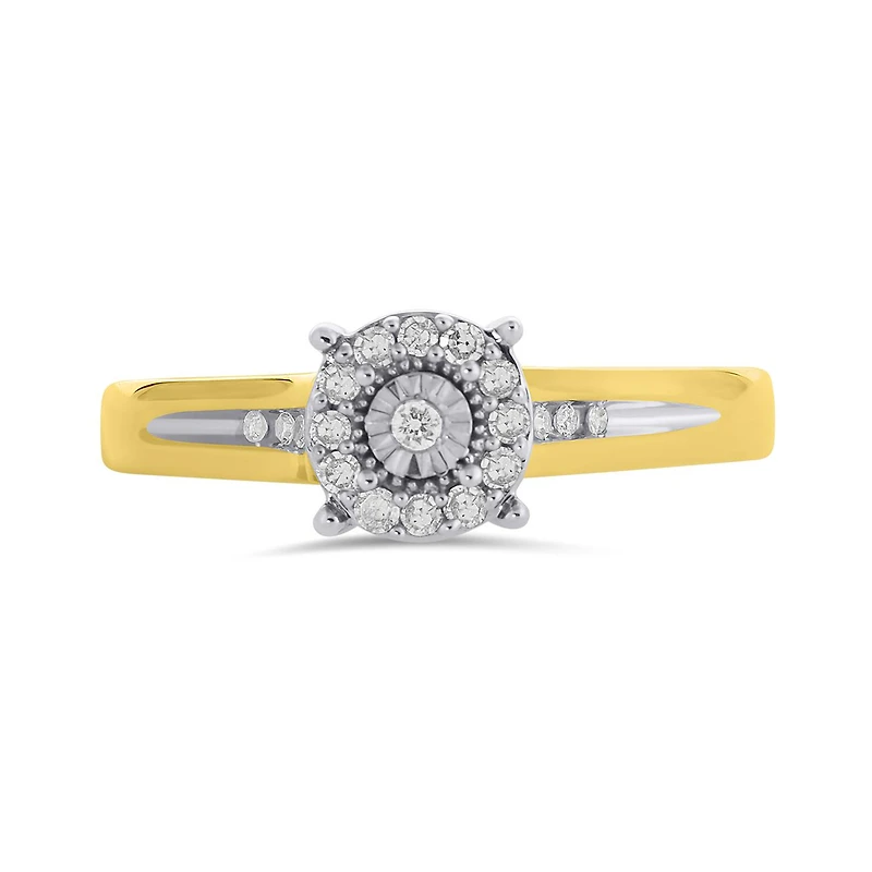10K Yellow and White Gold 0.13CTW Trio Bridal Ring