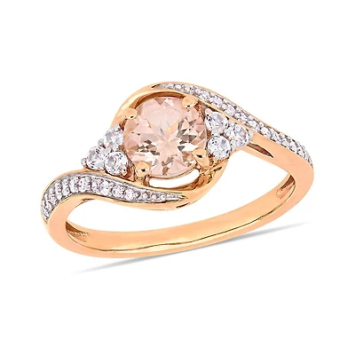 Julianna B 10K Rose Gold 0.10CTW Diamond Morganite & White Topaz Ring
