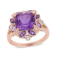 Julianna B Rose Plated Sterling Silver Amethyst & White Topaz Ring