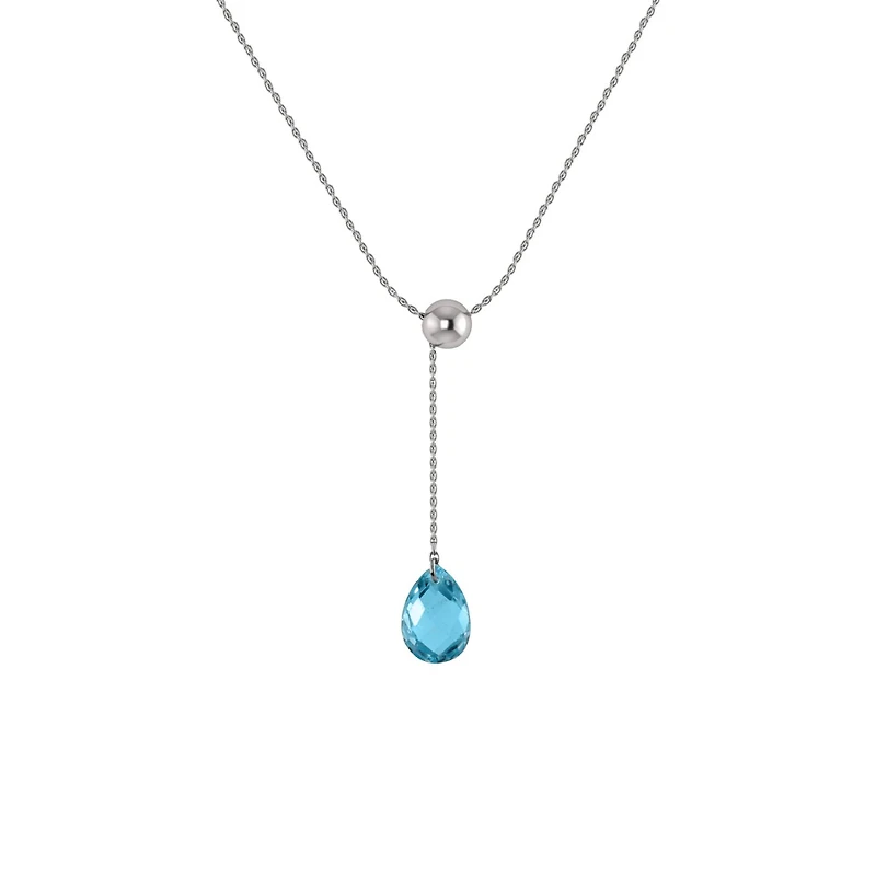 Sterling Silver Blue Topaz Adjustable Pendant