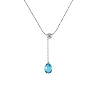 Sterling Silver Blue Topaz Adjustable Pendant