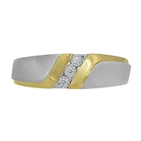 10K Two-Tone Gold 0.05CTW Men's Diamond Wedding Band