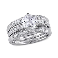 Julianna B 10K White Gold 0.40CT Diamond & Created Sapphire Bridal Set