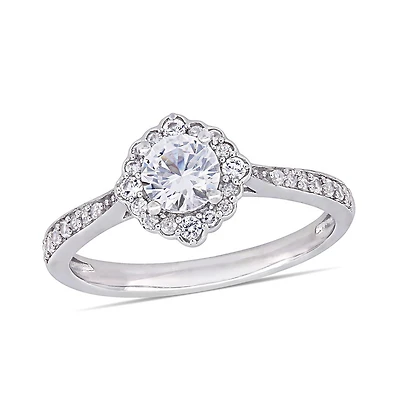 Julianna B 10K White Gold 0.10CTW Diamond & Created White Sapphire Ring