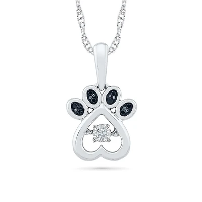 Sterling Silver Dancing Diamond Paw Pendant