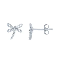 Diamond Addiction Sterling Silver Diamond Dragonfly Earrings