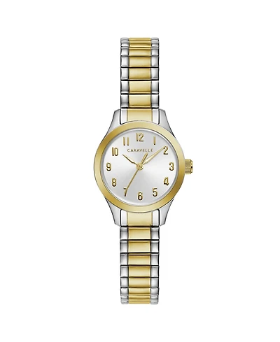 Caravelle Women's Two-Tone Gold Stainless Steel Silver-White Dial Watch