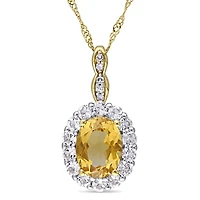 Julianna B Yellow Gold Citrine White Topaz & Diamond Pendant