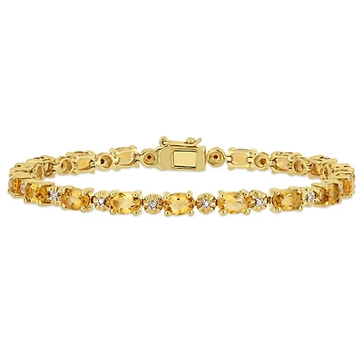 Julianna B Yellow Plated Sterling Silver Oval Cut Citrine & Diamond Bracelet