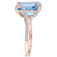 Julianna B 14K Rose Gold Swiss Blue Topaz & Diamond Fashion Ring