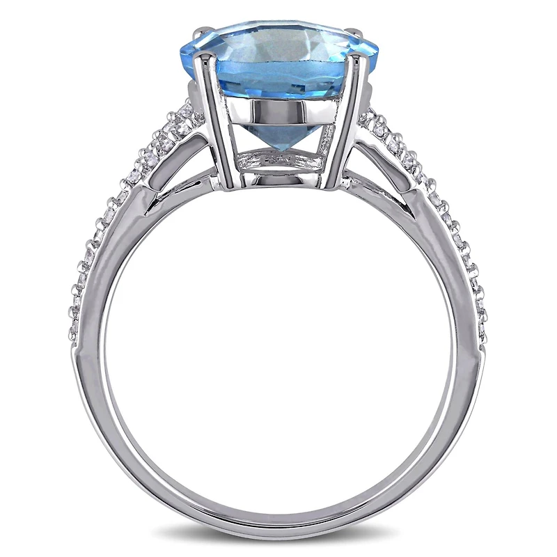 Julianna B 14K White Gold Swiss Blue Topaz & Diamond Fashion Ring