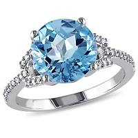 Julianna B 14K White Gold Swiss Blue Topaz & Diamond Fashion Ring