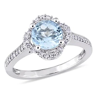 Julianna B 14K White Gold Sky Blue Topaz & 0.25CTW Diamond Fashion Ring