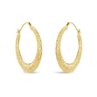 10K Yellow Gold Diamond Cut Round Hoops