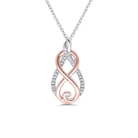Sterling Silver Rose Gold Plated Diamond Infinity Pendant