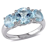 Julianna B Sterling Silver Blue Topaz Three-Stone Ring