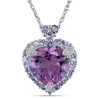 Julianna B 10K White Gold Amethyst Tanzanite & 0.01CTW Diamond Pendant