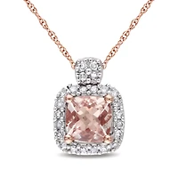 Julianna B 10K Rose Gold Morganite & 0.10CTW Diamond Pendant with Chain