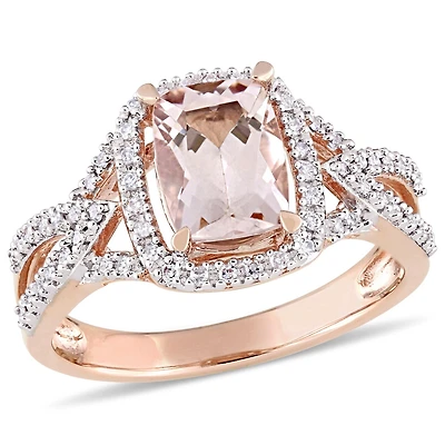 Julianna B 10K Rose Gold Morganite & Diamond Ring