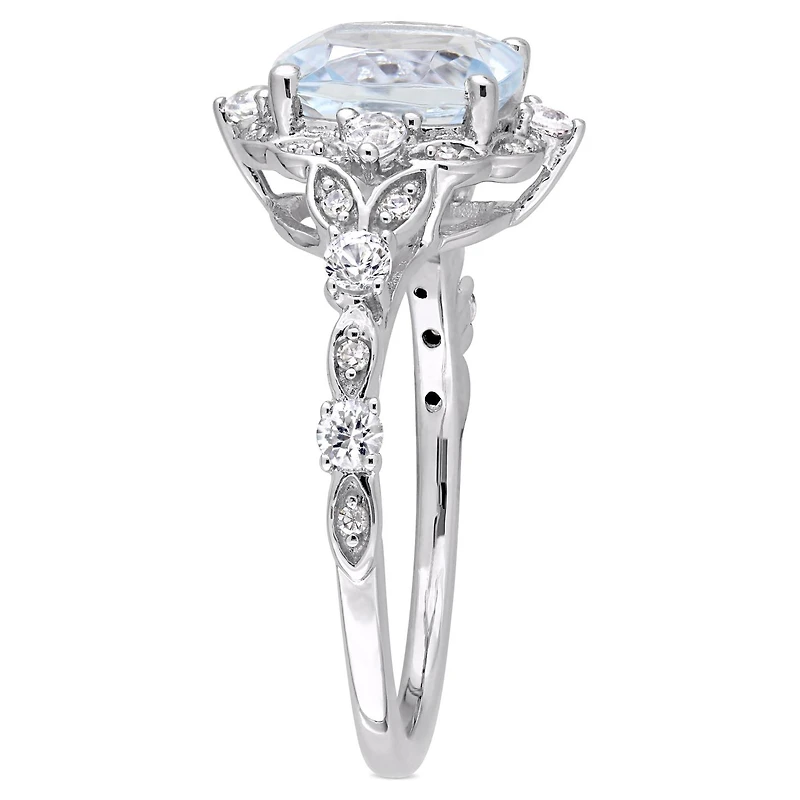 Julianna B 14K White Gold Aquamarine White Sapphire & Diamond Ring