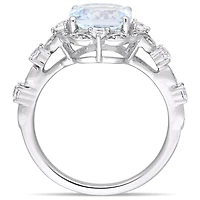 Julianna B 14K White Gold Aquamarine White Sapphire & Diamond Ring