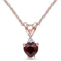 Julianna B 10K Rose Gold Garnet & Diamond Heart Pendant with Chain