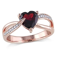 Julianna B 10K Rose Gold Garnet & 0.05CTW Diamond Fashion Ring