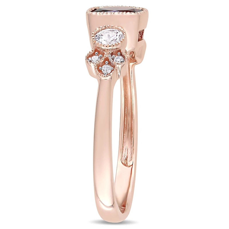Julianna B 10K Rose Gold Garnet White Topaz & 0.03CTW Diamond Fashion Ring