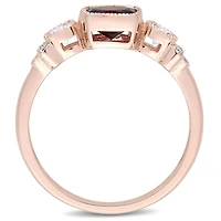 Julianna B 10K Rose Gold Garnet White Topaz & 0.03CTW Diamond Fashion Ring