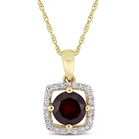 Julianna B 10K Yellow Gold Garnet & Diamond Pendant with Chain
