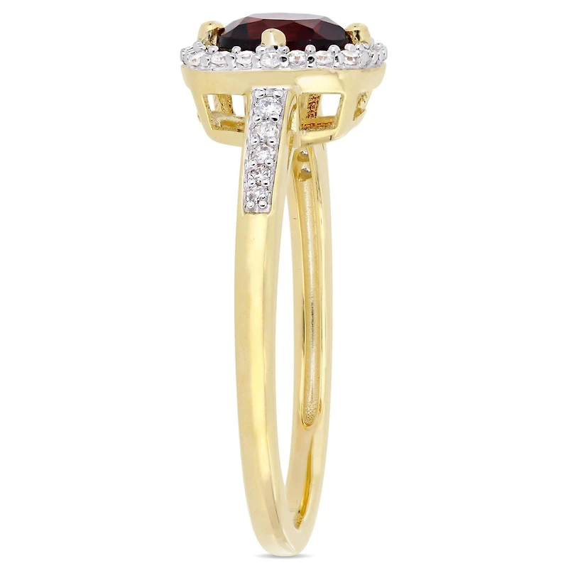 Julianna B 10K Yellow Gold Garnet & 0.14CT Diamond Fashion Ring