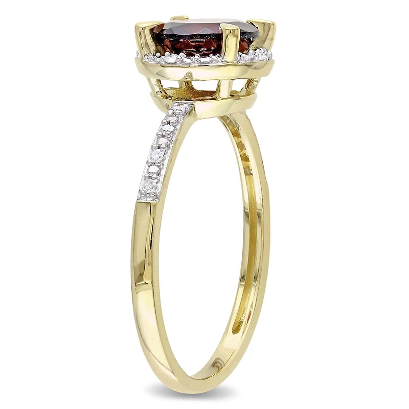 Julianna B 10K Yellow Gold Garnet & 0.05CT Diamond Fashion Ring