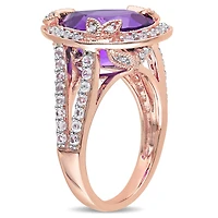 Julianna B Sterling Silver Amethyst White Topaz & 0.05CTW Diamond Ring