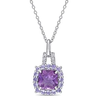 Julianna B Sterling Silver Amethyst Tanzanite & 0.06CTW Diamond Pendant