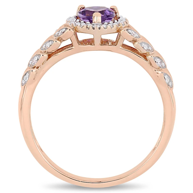 Julianna B 10K Rose Gold Amethyst & 0.06CTW Diamond Fashion Ring