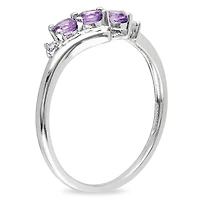 Julianna B 10K White Gold Amethyst & 0.018CT Diamond 3 Stone Ring