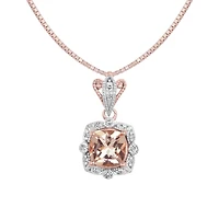 10K Rose Gold Morganite & Diamond Pendant with Chain