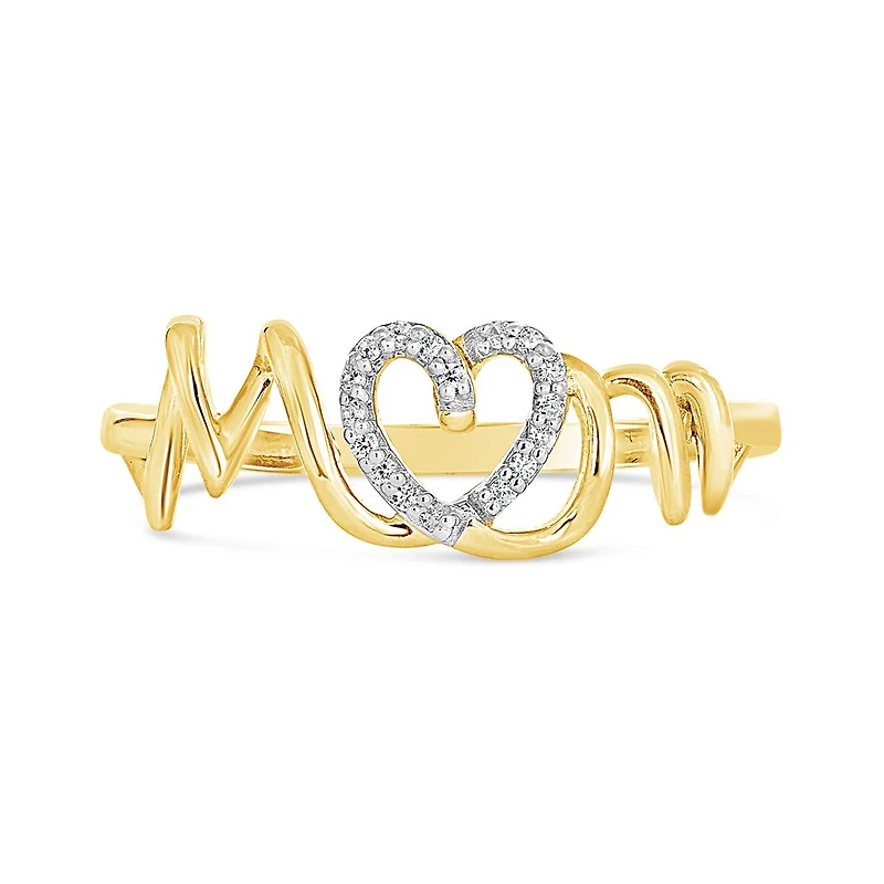 10K Yellow Gold Diamond Mom Ring