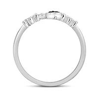 Sterling Silver Treated Black Diamond Mom Pet Ring